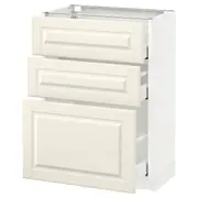 METOD / MAXIMERA base cabinet with 3 drawers, white/Bodbyn off-white, 60x37x80 cm
