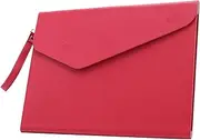 Enyuwlcm PU A4 Leather File Folder Document Holder Folder Stylish Portfolio Envelope Case with Strap and Invisible Magnetic Closure (Red)