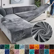 Velvet Plush Sofa Cover Thick Elastic Sofa Cover for L Shaped Corner Sofa Cover