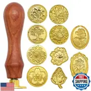 vibedor Wax Seal Stamp Set, 10 Pcs Wax Envelope Seal Stamp Kit with a Wooden