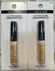 Wet N Wild Silver Glitter Mettallic Eyeliner - 0.16 oz - NEW gold 2 PACK LOT!