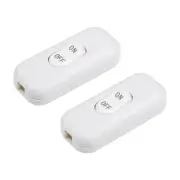 Inline Cord Switch On-Off DPST Lamp Light Rocker Switch AC 250V 6A White 2pcs