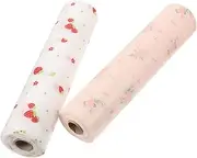 BEBEMOKO 2 Rolls Non Adhesive Shelf Liners for Cabinets and Drawers Slip Pet Protector Liners for Dresser Pantry and Wardrobe Strawberry Design