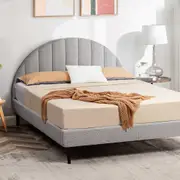 Furb Bed Frame Single King Slingle Double Queen King Wooden Bed Base Boucle Fabric Bedroom Grey