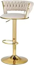 Artiss 2X Bar Stools Kitchen Dining Chairs Gas Lift Stool Velvet Woven Backrest