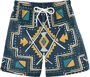 [Caihoyu] Tribal Bohemian Boys' Swim Shorts for Beach for Children Boys' Swim Trunks for Beach Days 8T