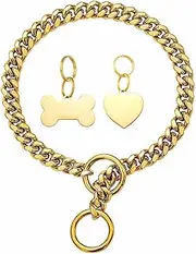 Choke Chain Dog Collar 10MM Cuban Link Dog Chain for Pitbull Choke Collar 18K Gold Metal Stainless Steel Heavy Duty Slip Dog Collars for Small Dogs (Size : 12inch)