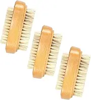 WEKADRIN 3Pcs Double Sided Nail Brush with Wooden Bristles for Manicure and Fingernail Cleaning Soft Durable for Home Use and Nail