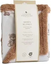 Living Textiles Jersey/Sherpa Pram Blanket - Cuddly Bear, Premium Fabric for Baby's Best Comfort, Super Soft Baby Quilt for Crib Bed, Stroller, Cot, Daycare, Travel, Kids, Moisture Resistant