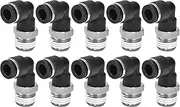 10 PCS Pneumatic Connectors, PVC Air Line Kit, L Shape Right Angle External Thread Quick Pipe Fittings, Pneumatic Fitting for Air Compressor (8-02)