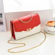 Sequined Messenger Shoulder Bag For Women Beige Red Women's Bags & Handbags