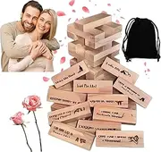 Lust Tower Games for 48pcs Adults Super Naughty Block Tower Tumbling Wooden Tower Stacking Block for Couples Date Night Ideas for Valentine Lover Drunking Games(with Bag)