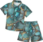 [Caihoyu] Baby-boys Toddler Short Sleeve Shirt Top+shorts Suits Casual Toddler Boy Outfits Summer Clothing