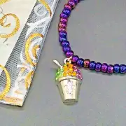 New Orleans Mardi Gras Snowball Beaded Stretch Bracelet Handmade in the USA -IB