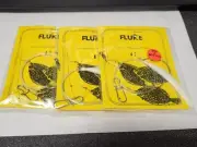 3 NJ Hand Tied Hi-Lo English Hooks w/WHITE HAIR Fluke/Summer Flounder Rigs