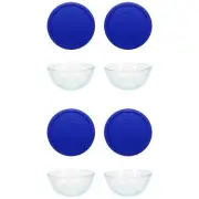 Pyrex 7403 10 Cup Sculpted Glass Mixing Bowl and 7403-PC Cadet Blue Lid (4-Pack)