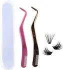 Lash Tweezers for Individual Lashes 2Pcs DIY Eyelash Extension Supplies Lash App