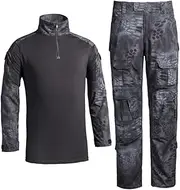 [QCHENG] Men's Military Tactical Shirt and Pants Multicam Army Camo Hunting Airsoft Paintball BDU Combat Uniform Dry Quick