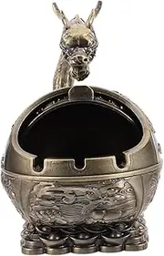 HOMOCONO Modern Vintage Style Ashtray Portable Smoking Container with Wind Lid for Home Office