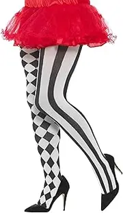 Halloween! Smiffys Plus Size Harlequin Tights - White and Black