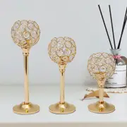 3 Pcs Gold Crystal Candle Holder Candlestick Small Vintage Candlestick Set