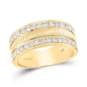 14k Yellow Gold Round Diamond Wheat Wedding Band Ring 1 Cttw