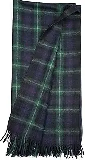 Briomhar Tartan Throw Blanket Plaid - Scottish Wool Blanket, Thick Warm Throw with Fringed Edges 60 x 70 inches (Mackenzie)