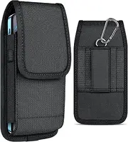 ykooe Cell Phone Pouch Nylon Holster Case Compatible with Samsung Galaxy S25/S24/S23/S22/S21/S20 Ultra, A14 A13 A23 A24 A42, Pixel 8/7 Pro, Black -XXL