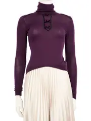 Red Valentino Purple Wool Bow Detail Top