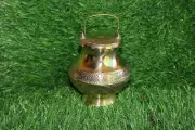 3" Brass Lota Kalas Kalash Lota Hindu Puja Home Temple Gangajal Water Pot
