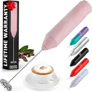 [Zulay Kitchen] Powerful Milk Frother Wand - Mini Milk Frother Handheld Stainless Steel - Battery Operated Drink Mixer for Coffee, Lattes, Cappuccino, Matcha - Froth Mate Milk Frother Gift, Cotton Candy