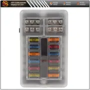 12 Way Blade Fuse Box Holder Block Automotive With 24 Free Fuses LED Indicator
