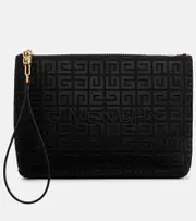[Givenchy] Givenchy 4G embroidered leather-trimmed canvas pouch One Size black