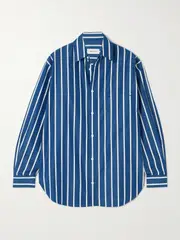 [Matteau] Matteau - Striped Cotton-poplin Shirt - Blue - 3 3 Blue