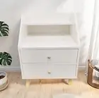 Bedside Table Bedroom Modern Nordic Design Warm White Wooden Legs 2 Drawers