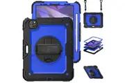iPad Air 4th/5th Gen 10.9 inch Shockproof Case with Screen Protector Hand Strap Stand & Shoulder Strap-Blue&Black