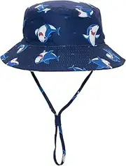 [YAMEIZE] Summer Kids Bucket Hat for - Boys Girls Hat Toddler Cute UPF 50+ Bucket Hat with Strap Adjustable Sun Beach Outdoor