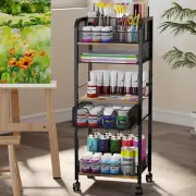 5-Tier Metal Rolling Utility Cart with Drawer, Craft Storage Cart with DIY Divid