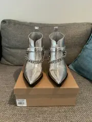 Sass & Bide Harness Silver Ankle Boot Size 40