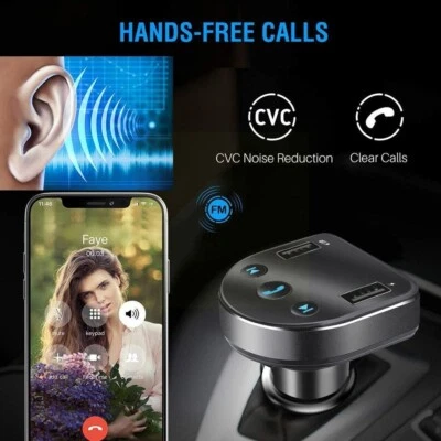 Car Hands-free Bluetooth 5.0 FM Transmitter Car Kit MP3 Modulator Player Wireles