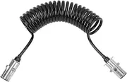7 Way Trailer Cord Heavy Duty Coiled 7 Way Electrical Power Wire for Semi Trucks Tractors Trailer Premium Copper Construction with SAE J560 Plug Suitable for Multiple Vehicle