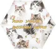 [miaozhen] custom UV 50+ duty umbrella Cartoon American Curl Cats White for heavy rain wind windproof sun-proof waterproof personalizable umbrellas for rain adult auto open paraguas para lluvia y