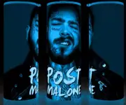 Glow in the Dark Post Malone Rapper with Snarl Coffee Cup Mug Tumbler