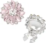 [uxcell] Button Cover Cufflinks for Women, Rhinestone Flower Button Cuff Links for Shirt Sleeve Suit Tuxedo Men Business Weddings Gift Craft Business Birthday, Silver Tone (Pink)