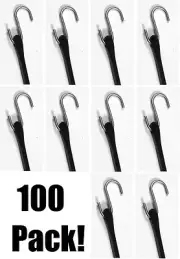 (100) ea Boxer MM10 24" EPDM Flat Black Rubber Bungee Cord Straps