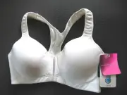 XB63 Athletic Works White Women High Impact Coolmax UW Performance Sport Bra 36B