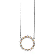 14k White Gold Real Diamond u0026 Citrine Fancy Circle Necklace