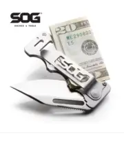 SOG Cash Card Tactical Knife Compact EDC Multi-Tool with Money Clip & Folding Bl