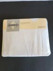 Vtg Jcpenney Home Collection White Full Fitted Sheet USA NOS No Iron Percale