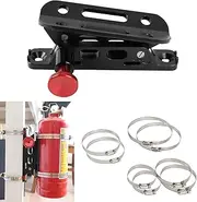AUFER Quick Release Aluminum Adjustable Roll Bar Fire Extinguisher Mount Holder for Jeep Wrangler UTV Polaris RZR Ranger Camper Van with Pillar(Support 1-10Lb Extinguishers),8 Mounting Clamps